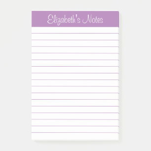 Simple Elegant Lavender Name Lined Personalized Post-it Notes