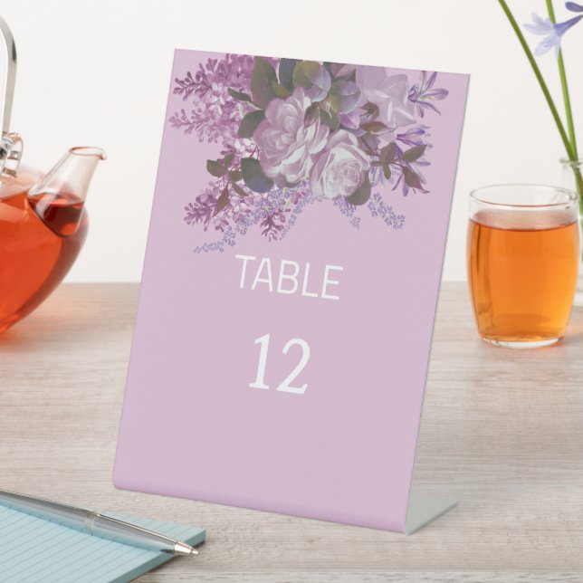 Simple Elegant Lavender, Wedding  Table Pedestal Sign (In SItu)