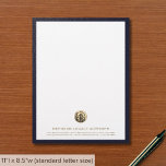 Simple Elegant Letterhead for Business<br><div class="desc">Make a professional impression with our simple elegant letterhead for business with a brushed metallic gold logo. The rich blue border and brushed gold emblem exude sophistication,  ideal for business professionals looking to leave a lasting impression. Use it for official communications,  agreements,  and client correspondence.</div>