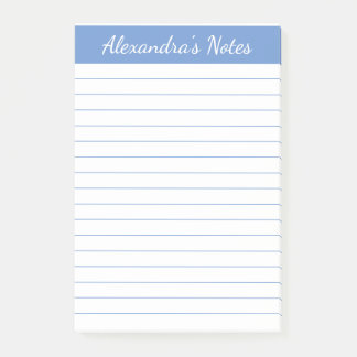 Simple Elegant Light Blue Lined Personalized Post-it Notes