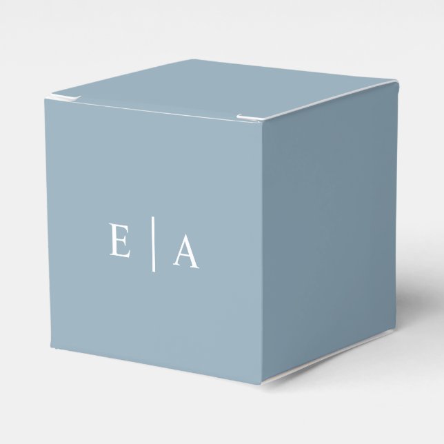 Simple Elegant Light Blue Monogram Favor Box (Front Side)