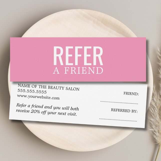 Simple Elegant Light Pink White Referral Card (Creator Uploaded)