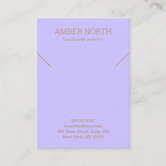 Simple Elegant Lilac Bracelet  Necklace Display Business Card (Front)