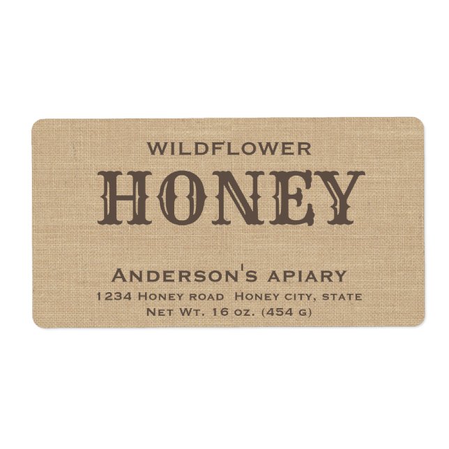 Simple elegant linen  honey label (Front)