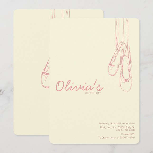 Simple & Elegant Little Dancer Invitations (Front/Back)