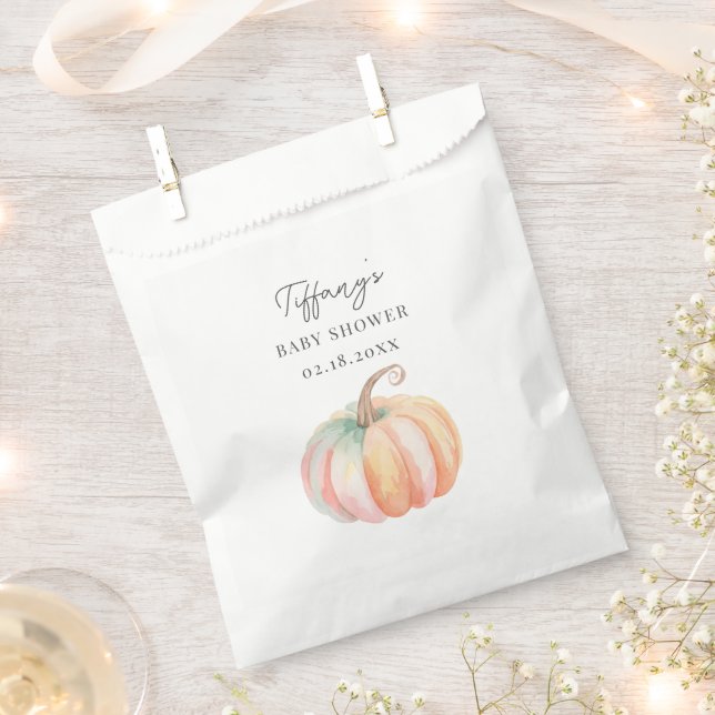 Simple Elegant Little Pumpkin Fall Baby Shower Favour Bag (Clipped)