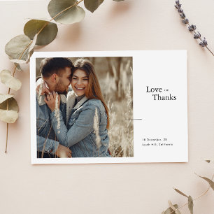 Simple Elegant Love and Thanks Photo Wedding Thank You Card