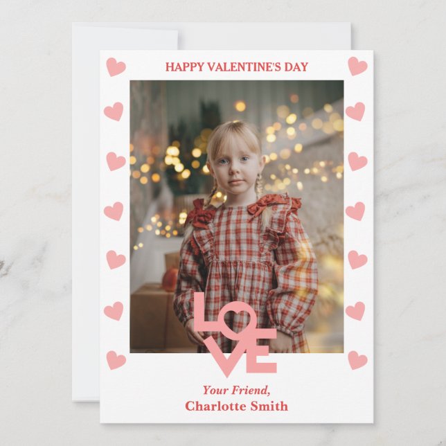 Simple Elegant Love photo classroom valentines  Holiday Card (Front)