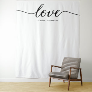 Simple Elegant Love Script Wedding backdrop Tapestry