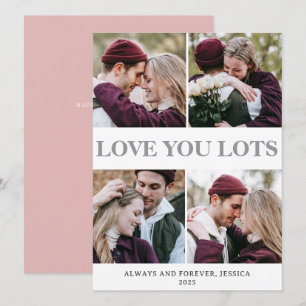 Simple Elegant Love valentines day couple 4 photo Holiday Card