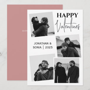 Simple Elegant Love valentines day couple 4 photo Holiday Card