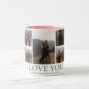 Simple Elegant Love valentine's day couple 5 photo Two-Tone Coffee Mug