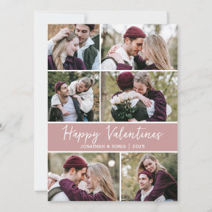 Simple Elegant Love valentines day couple 6 photo Holiday Card