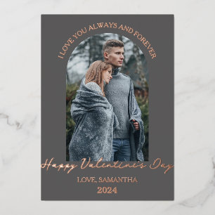 Simple Elegant Love valentine's day couple photo Foil Holiday Card