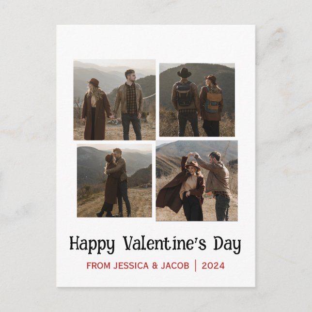 Simple Elegant Love valentine's day couple photo Holiday Postcard (Front)