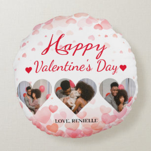 Simple Elegant Love valentine's day Couple photo  Round Pillow