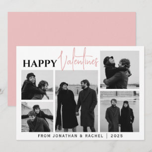 Simple Elegant Love valentines day Family 5 photo Holiday Card