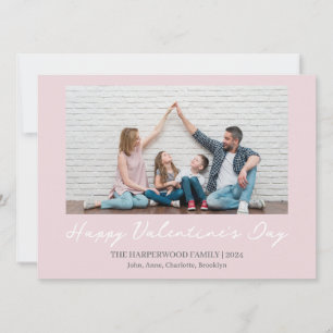 Simple Elegant Love valentine's day Family photo Holiday Card