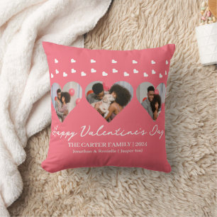 Simple Elegant Love valentine's day Family photo Throw Pillow