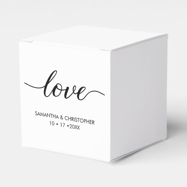 Simple & Elegant Love Wedding Personalized Favor Box (Front Side)