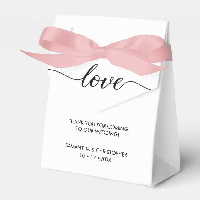 Simple & Elegant Love Wedding ScrIpt Personalized Favor Box (Front Side)