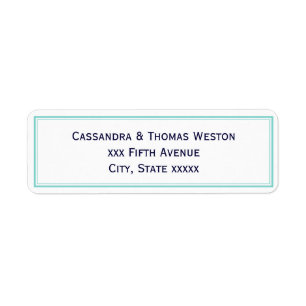 Simple Elegant Lt Turquoise Framed Address Label