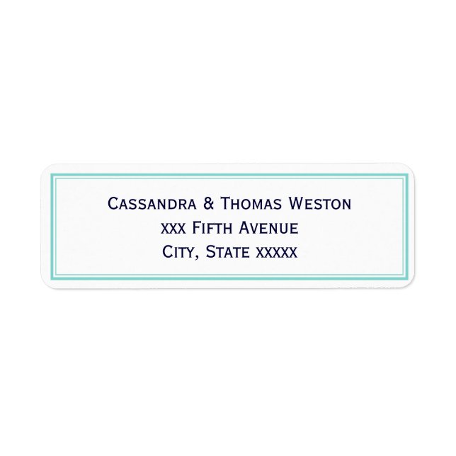 Simple Elegant Lt Turquoise Framed Address Label (Front)