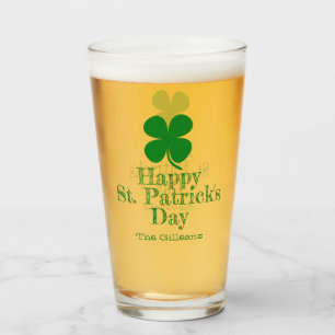 Simple Elegant lucky Shamrock St Patricks Day  Glass