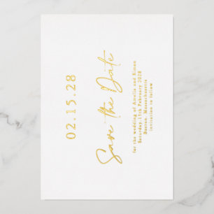 Simple Elegant Luxe Real Gold Foil Save the Date