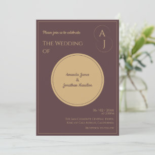 Simple Elegant  Luxury Prurple Gold Wedding Invitation