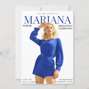 Simple elegant magazine cover photo graduation invitation