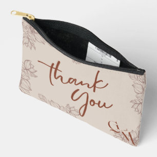 Simple Elegant Magnolia Floral Wedding Line Art Accessory Pouch