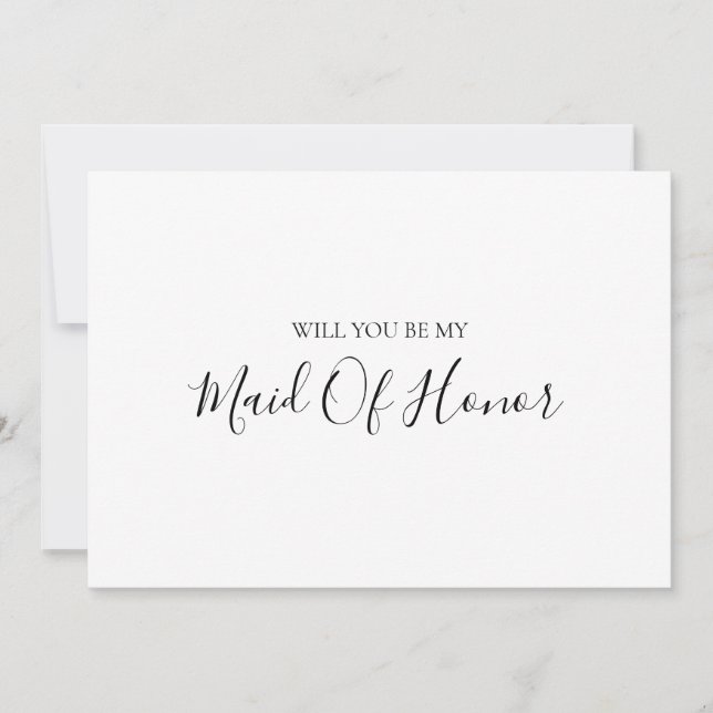 Simple Elegant Maid Of Honour Proposal Card (Front)