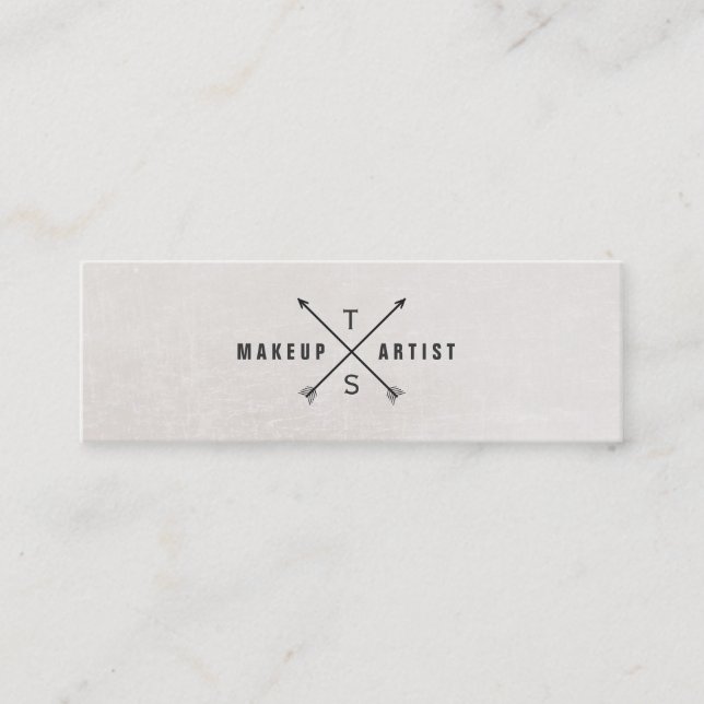 Simple Elegant Makeup Artist Black and White Mini Business Card (Front)