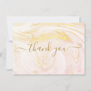 Simple Elegant Marble Gold Script Thank You Card
