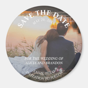 Simple Elegant Mariage photo moderne Whimsy Magnet