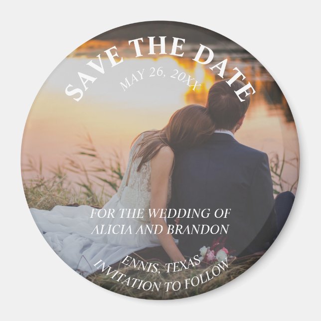 Simple Elegant Mariage photo moderne Whimsy Magnet (Devant)