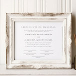 Simple Elegant Marriage Certificate Poster<br><div class="desc">Simple Elegant Marriage Certificate Poster</div>