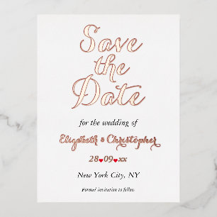Simple Elegant Marsala White Wedding Save the Date Foil Invitation Postcard