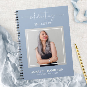Simple Elegant Memorial Funeral Photo Guest Book