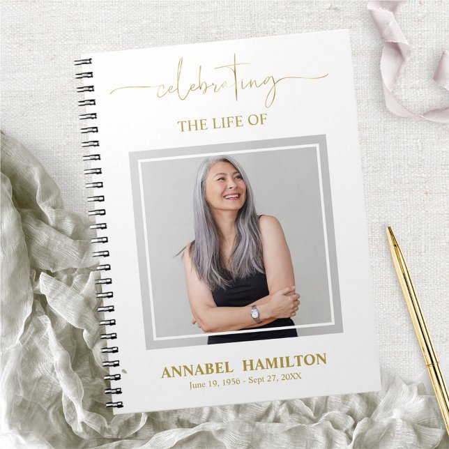 Simple Elegant Memorial Funeral Photo Guest Book (Creator Uploaded)
