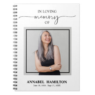 Simple Elegant Memorial Funeral Photo Guest Book