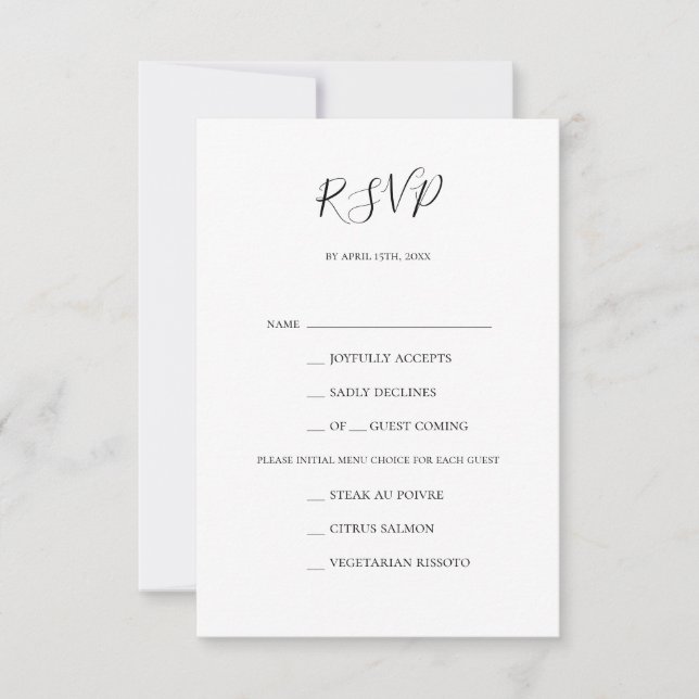 Simple Elegant Menu Choice RSVP Card (Front)
