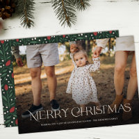 Simple Elegant Merry Christmas Floral Back