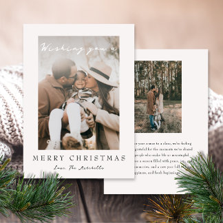 Simple Elegant Merry Christmas Minimalist Photo Holiday Card