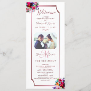 Simple Elegant Metallic Coral  Modern Wedding Program