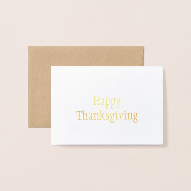 Simple Elegant Mini Gold Foil Thanksgiving Card (Front With Envelope)