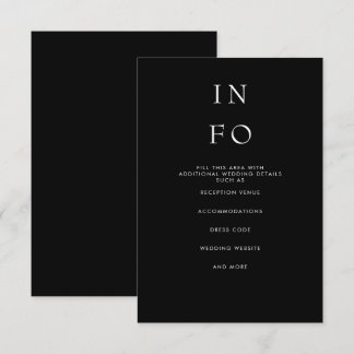 Simple Elegant Minimal Modern Black Wedding Enclosure Card