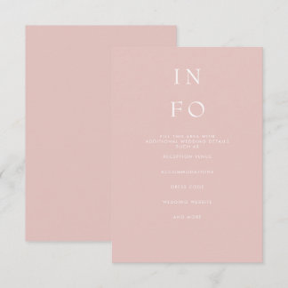 Simple Elegant Minimal Modern Blush Wedding Enclosure Card