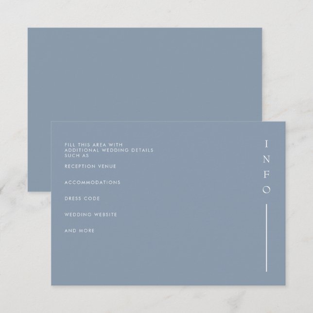  Simple Elegant Minimal Modern Dusty Blue Wedding  Enclosure Card (Front/Back)